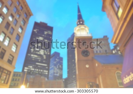 blur view of Boston city skyline for background