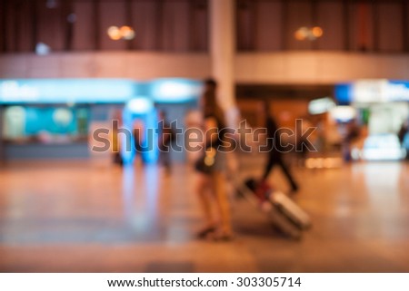 Blur background : Terminal Departure Check-in at airport with bokeh
