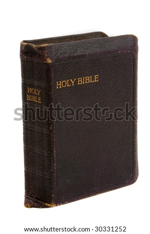 Old Holy Bible over white background