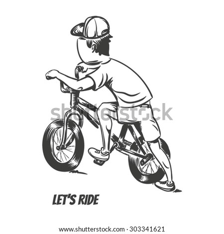 Kid starting bmx ride. EPS10 vector illustration