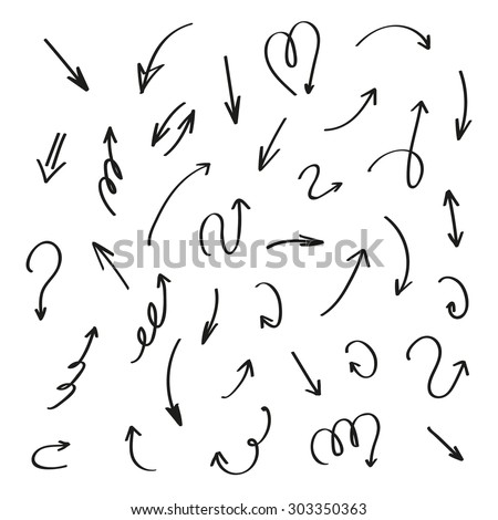 Set of hand-drawn arrows isolated on white background