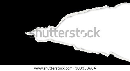 black ripped open paper with white background Royalty-Free Stock Photo #303353684