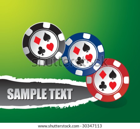 poker chips on ripped green background