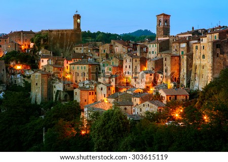 Beautiful medieval town in Tuscany, Sorano-(Grosseto, Tuscany, Italy) Royalty-Free Stock Photo #303615119