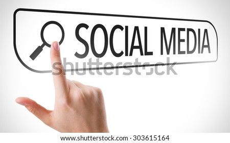 Social Media written in search bar on virtual screen