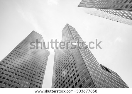 Skyscraper building at singapore - Black and white style pictures processing