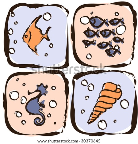 Sea animals.  Vector illustration.