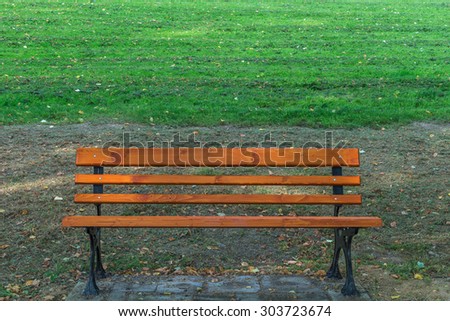 Single Park Bench in the Morning