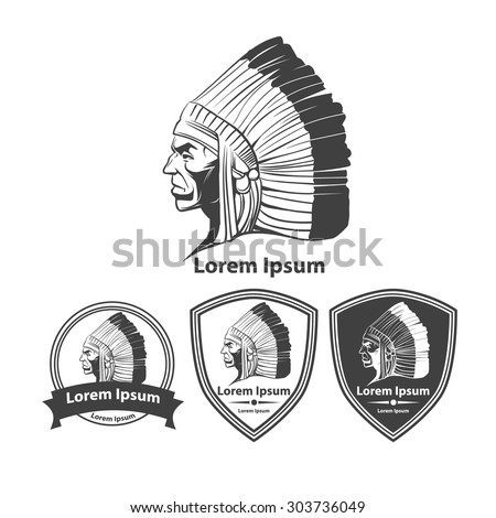 red indian head, profile view, for logo, emblem, design elements