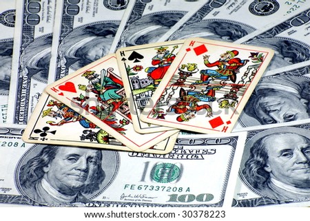 american dollars banknote with playing cards