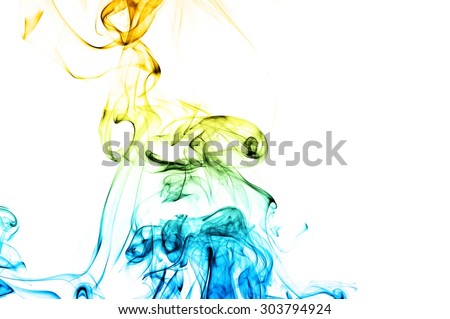 Abstract color smoke on white background, smoke background,blue and orange ink background, blue and orange fire