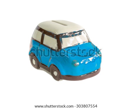 mini car piggy bank isolated on white background