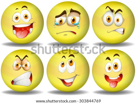 Yellow ball expressions emoticons illustration
