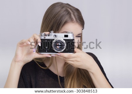Vintage camera girl