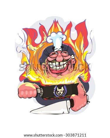 angry chef, but it prepares delicious,vector illustration
