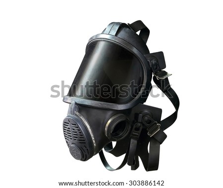 Oxygen mask , Gas mask , Firefighters mask of Firefighters in Thailand. Been through the use and very old Isolated on white background, (with clipping path)