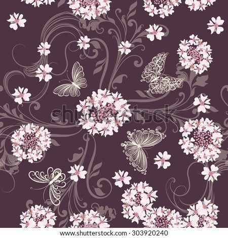 Floral  vector seamless pattern with  flowers