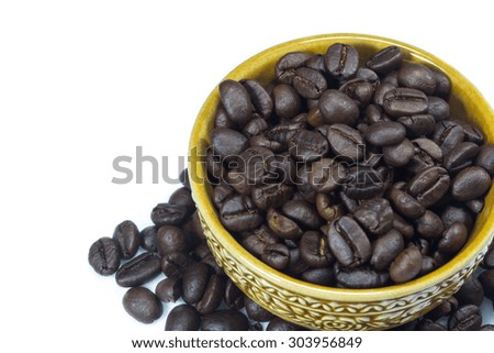 Coffee Beans in cup on white background