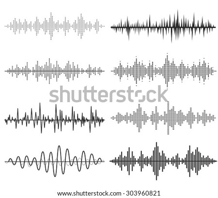Black music sound waves. Audio technology, musical pulse.