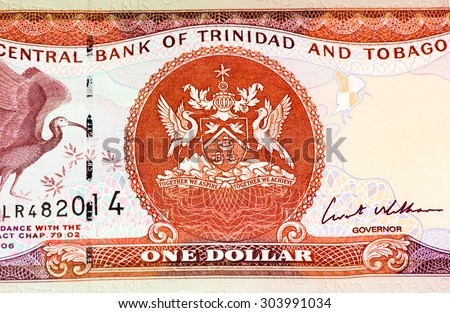 1 Trinidad and Tobago dollar bank note. Trinidad and Tobago is the national currency of this country