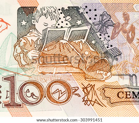 100 Brasilian cruzeiro bank note. Cruzeiro is the former currency of Brasil