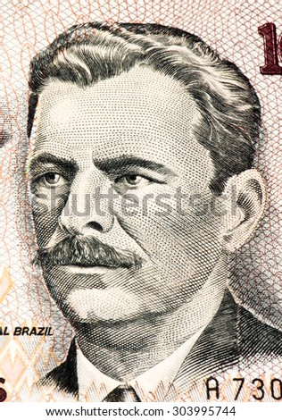 10000 Brasilian cruzeiro bank note. Cruzeiro is the former currency of Brasil