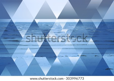 abstract sea geometric background with triangles, water waves. polygonal  backdrop