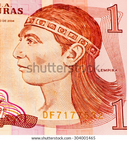 1 lempira bank note. Lempira is the national currency of Honduras