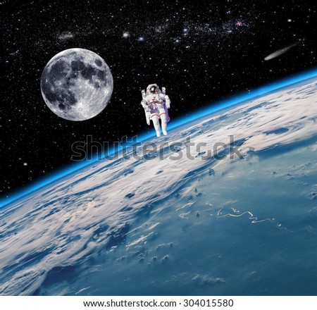 Space landscape, view of the Earth. Elements of this image furnished by NASA.