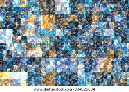 Pixel tiled abstract background with blue colors.