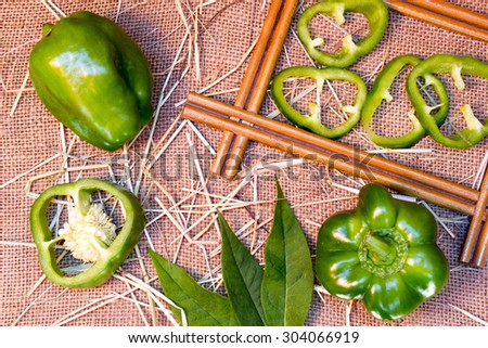 green pepper on a sackcloth