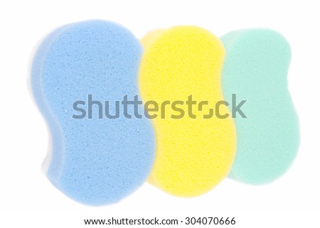 Three oval bath sponge isolated on white background