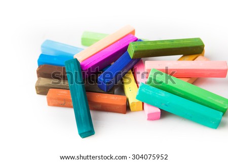 Colored chalk, white background, colorful, back to school