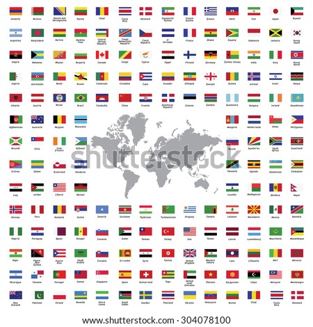 World flags all vector color official isolated Royalty-Free Stock Photo #304078100