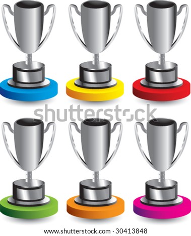 trophy cup on colored discs