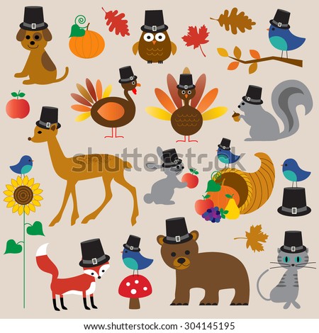 thanksgiving animals clip art