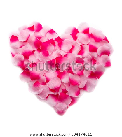 Pink rose petals heart