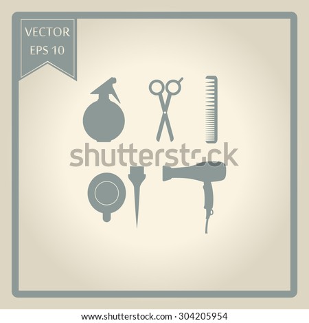 Hairdressing icon set. Vector 