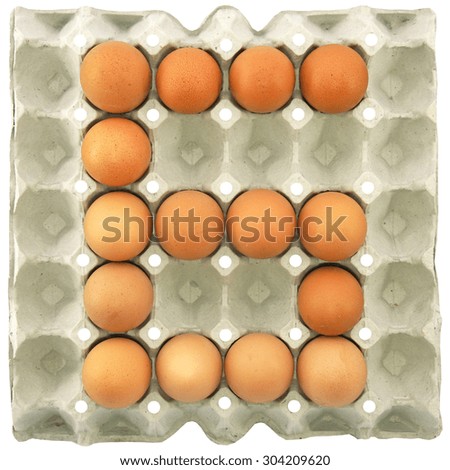 Number six of eggs in the paper package tray