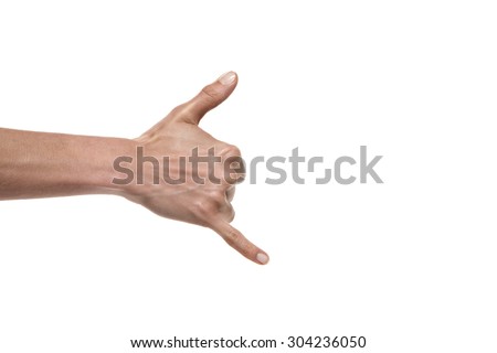 Surfer Hand Sign isolated on white