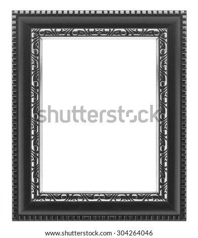 Black Frame isolated on white background. Rectangular wooden frame