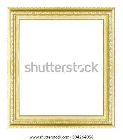 Golden Frame isolated on white background. Rectangular wooden frame