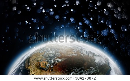 Earth and sunrise  ,Elements of this image furnished by NASA