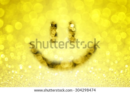 Happy abstract yellow smile smiley face sparkle glitter background