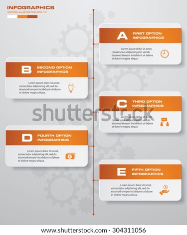 5 steps clean number banners template/graphic or website layout/timeline. Vector.