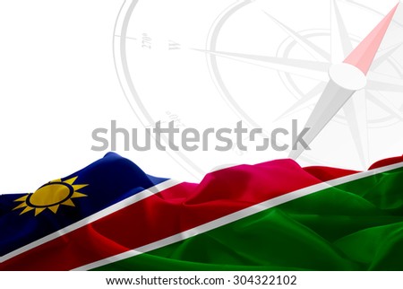 Namibia High Resolution flag and Navigation compass in background