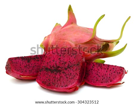 red flesh dragon fruit isolated on white background