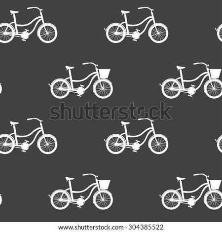 Seamless Pattern with Bicycle Silhouette. Vector Background.
