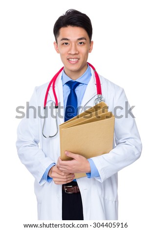 Male doctor carry with folder