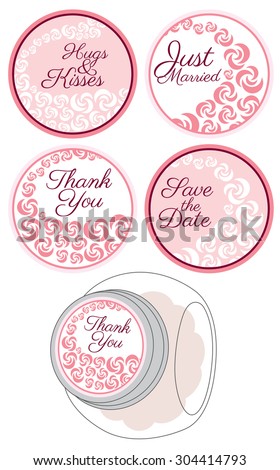 Personalized Candy Sticker Labels with rose set - perfect addition to wedding or party favors